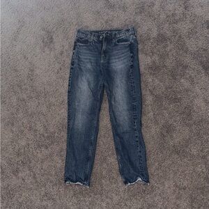 AE Stretch Super High-Waisted Straight Jean Medium Wash 4 SHORT